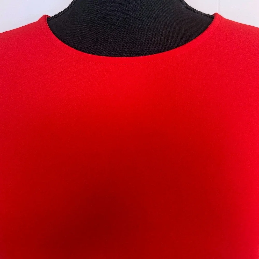 Michael Kors Rosecore Women Small Red Rose Embroidered Patch Shoulder Cutout Top
